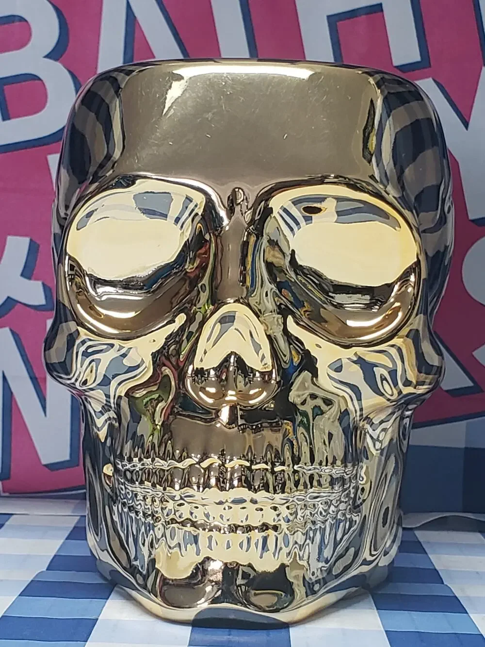 BBW Gold Skull Foaming Soap Holder Decorative Halloween Bathroom Decor